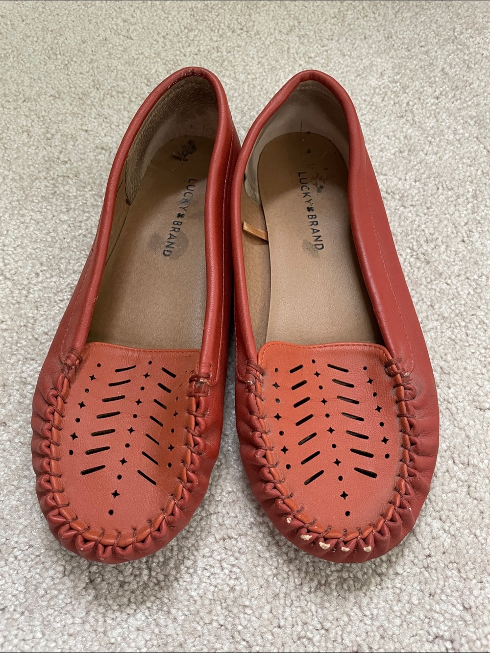 Lucky Brand Women's Rust/Brick Leather Moccasin Loafers